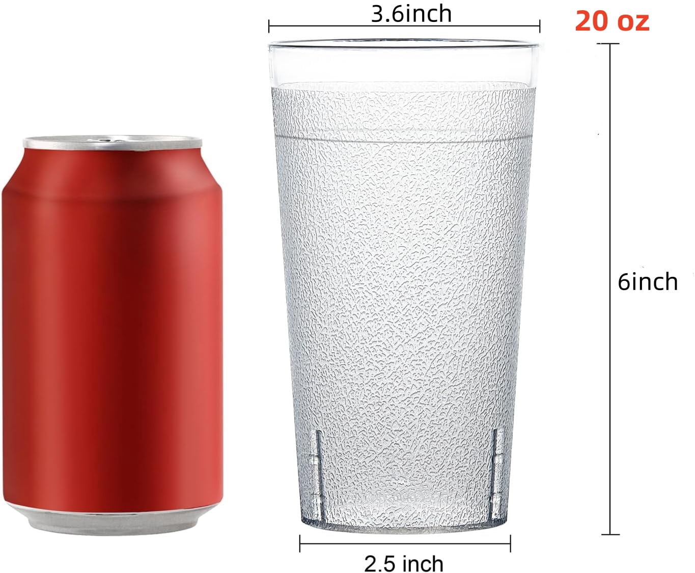 Plastic Cups Reusable,Unbreakable Plastic Drinking Glasses [Set of 12] Drinking Cups for Kitchen, Stackable,Dishwasher Safe Plastic Drinking Cups (20oz,Clear)