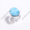 thumbnail image 4 of Natural Blue Larimar Gemstone 925 Sterling Silver Handmade Statement Ring Gift Jewelry for Her, 4 of 5