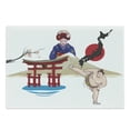 thumbnail image 1 of East Cutting Board, Japanese Woman Traditional Athlete Hand Fan Cultural Illustration, Decorative Tempered Glass Cutting and Serving Board, Large Size, Multicolor, by Ambesonne, 1 of 1