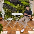 thumbnail image 3 of Juego de Muebles para jardín - Set de 3 Piezas Incluye una Mesa Redonda y Dos sillas Plegables para Exteriores - Patio, terraza (Gris Claro), 3 of 8