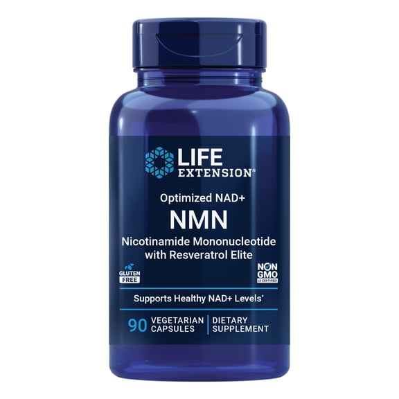 Life Extension Optimized NAD  NMN nicotinamide mononucleotide with Resveratrol Elite, Healthy Aging, NAD  Production, Cellular Energy, Gluten Free, Non-GMO, Vegetarian, 90 Capsules