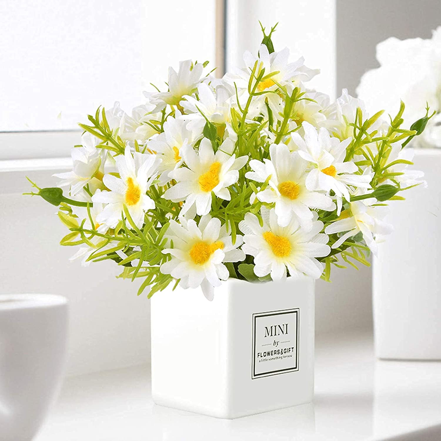 Artificial Fake Silk Flowers Bonsai Arrangements with Vase Pot for Wedding 