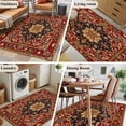 thumbnail image 5 of Rectangle Rug 3x5Ft Floral Leaves Frames Vintage Mid Century Afghan Black Wheat Red Soft Indoor Throw Rugs Carpets for Living Dining Bedroom Kids Room Non-Slip Playroom Crawl Rug Floor Mats, 5 of 9