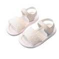 thumbnail image 3 of Zshosam Kids Sandals Girls Sandals Open Toe Summer Flats Dress Sandals Shoes (Beige,10.5), 3 of 5