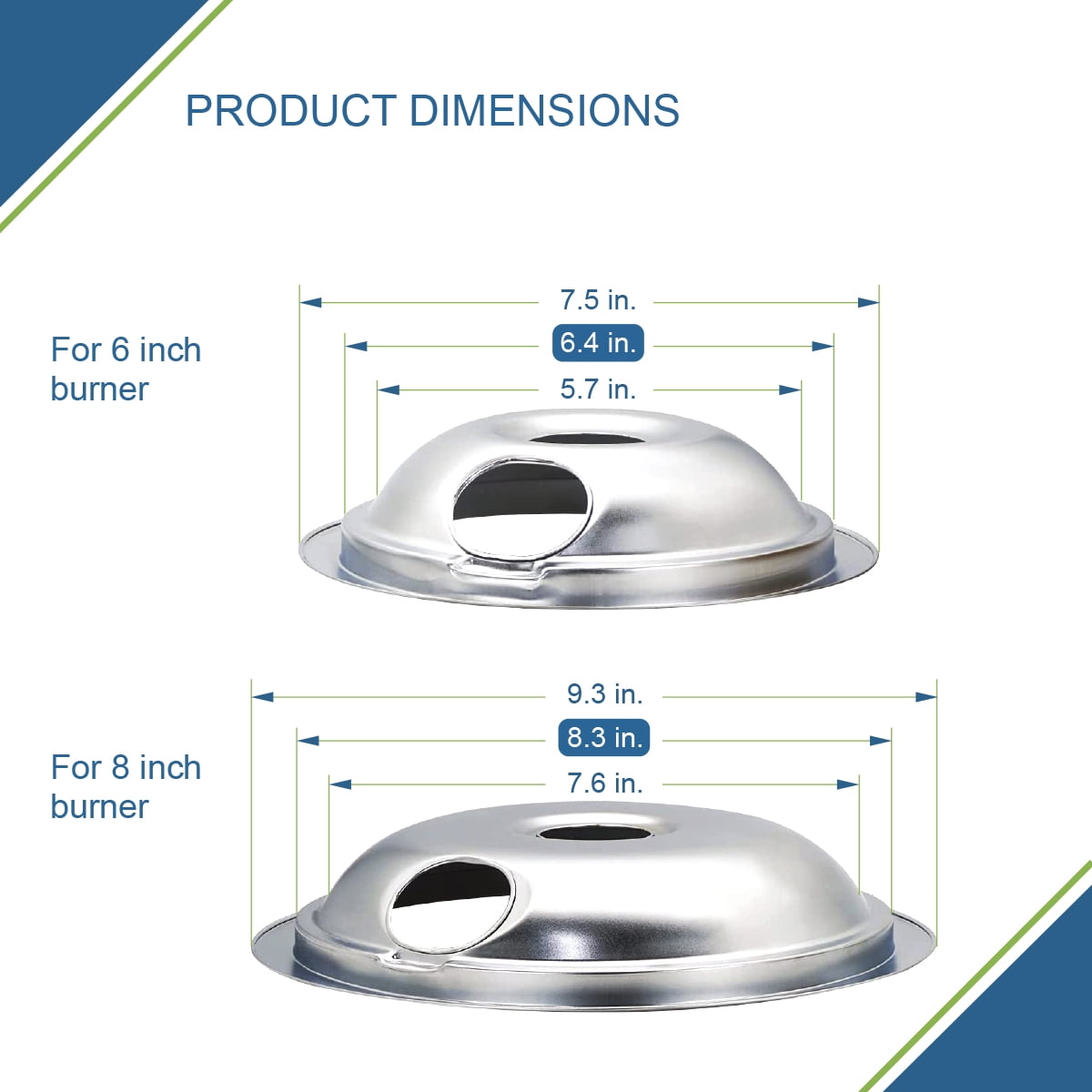 316048413 and 316048414 Replacement Chrome Drip Pans for Frigidaire Kenmore - Includes Two 6-Inch and Two 8-Inch Pans (4 Pack)