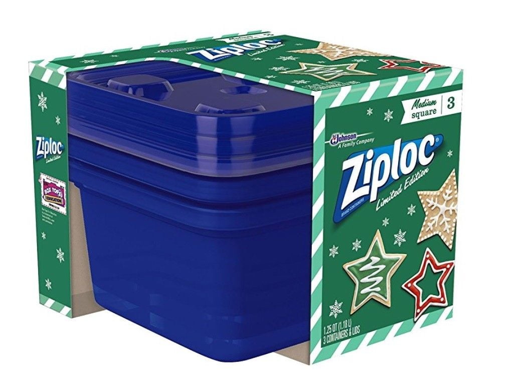 Ziploc Limited Christmas Edition Square 1.25 Litre Container (3 Pack