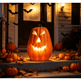 thumbnail image 4 of Pumpkin Decorations,Carved Jack‑O‑Lantern Pumpkin Decor, Hollow Out Artificial Pumpkin with Classic Face Cutouts, Halloween Decorations for Home,B, 4 of 6