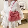 thumbnail image 2 of Classical Solid Color Furry Bucket Bag for Women Large Capacity Plush Shoulder Bag Underarm Handbag for Commuting School, 2 of 2