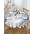 thumbnail image 2 of Round Tablecloth White Blue Marble Waterproof Oil Proof Polyester Table Cloth Cover Decor for Home Dining Outdoor,Patio,Parties, 60" Dia. Modern Style, 2 of 9