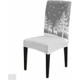 thumbnail image 4 of Chair Covers for Dining Room Set of 6,Christmas Reindeer Tree Silhouette Stretch Seat Protector Removable Washable Chairs Slipcovers for Kitchen Banquet Wedding Hotel,White Snowflake on Black, 4 of 6