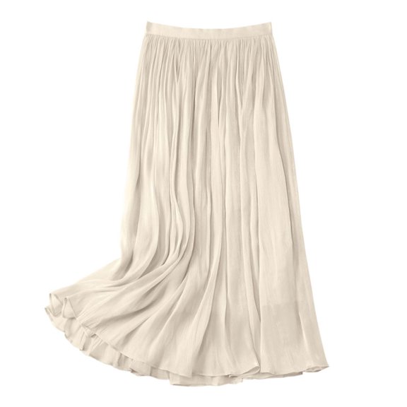 "Elegant High Waist A Line Skirt Summer Comfort Fit Mercerized Fabric Elastic Waistband Plus Size Midi For Women"