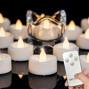 Merrynights LED Candles with Remote and Timer, 12PCS Flameless Tea Lights Candles Battery Operated, Remote Control Tea Lights with 6/8 H Timer for Halloween Christmas Holiday Warm White