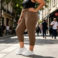 thumbnail image 4 of Posijego Women's Plus Size Capri Sweatpants Elastic High Waisted Drawstring Athletic Outdoor Running Joggers Pants with Pockets, 4 of 7