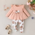 thumbnail image 4 of Fortune 2Pcs Baby Girls Long Sleeve Ruffles Tos Flower Pants Infant Fall Outfit Set 0-3Y, 4 of 9