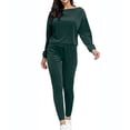 thumbnail image 4 of CILENON Plus Size Casual Outfits Women's Fall/Winter Two Piece Long Sleeved Hoodie And Fleece Sweatpants Suit Womens Clothing Clearance Sale Work Out Sets Gym for Women (Green,M), 4 of 5
