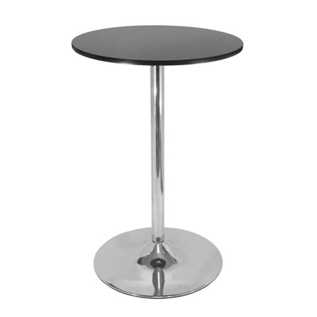 Table de Pub Ronde de 28 Pouces - Noire avec Pied Chromé