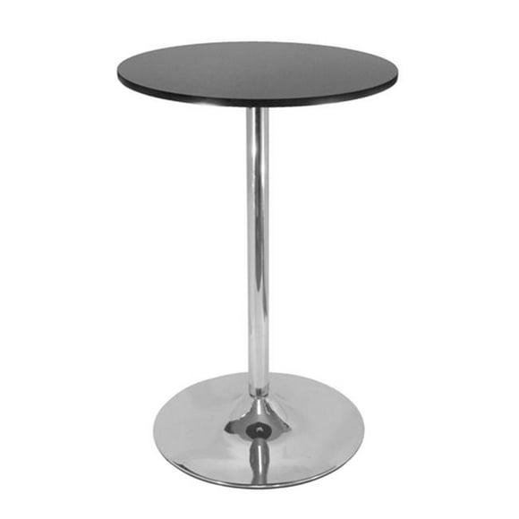 28 Inch Round Pub Table - Black with Chrome Leg