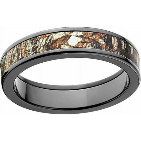 Duckblind Men's Camo Black Zirconium Ring with Polished Edges and Deluxe Comfort Fit