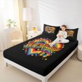thumbnail image 3 of Manfei Love Heart Rainbow Bed Sheets, Graffiti Butterfly Full Size Sheets, Black Orange, 4-Piece, 1 Flat Sheet, 1 Fitted Sheet and 2 Pillowcases, 3 of 6