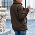 thumbnail image 4 of JULMCOMO Sherpa Fleece Jackets for Women Plus Size Lapel Collar Button Soft Fuzzy Teddy Coats Casual Warm Winter Outerwear with Pockets Coffee 3XL, 4 of 7