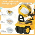 thumbnail image 5 of Kids Bike Ride On Excavator Pull Cart, Kids Digger Ride on Truck with Horn, Under Seat Storage, Sit and Scoot Pretend Play Toy Construction Car for Ages 18M+,Boys Bike, 5 of 7