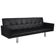 Online Gym Shop CB18386 Artificial Leather Sofa Bed with Armrests, Black