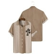 thumbnail image 4 of Lumtrix Mens Bowling Shirts Hawaiian Shirt Big and Tall Retro Button Up Vintage Guayabera Camp Shirt Printed Palmshadow Clothing Khaki L, 4 of 4