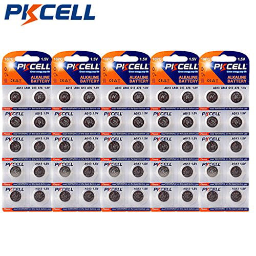 PKCELL 0%hg button cell ag13 lr44 a76 alkaline coin 