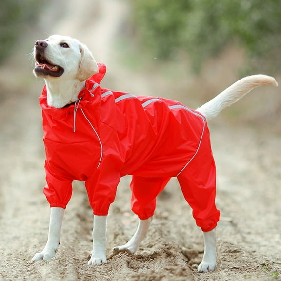 Pet Dog Raincoat Reflective Waterproof Zipper Clothes High Neck Hooded Jumpsuit for Small Big Dogs Overalls Rain Cloak Labrador