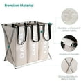 thumbnail image 3 of 3 Section Foldable Laundry Hamper, Large 90L Capacity Laundry Sorter, Oxford Metal X-Frame Clothes Storage Laundry Basket, 3 of 7