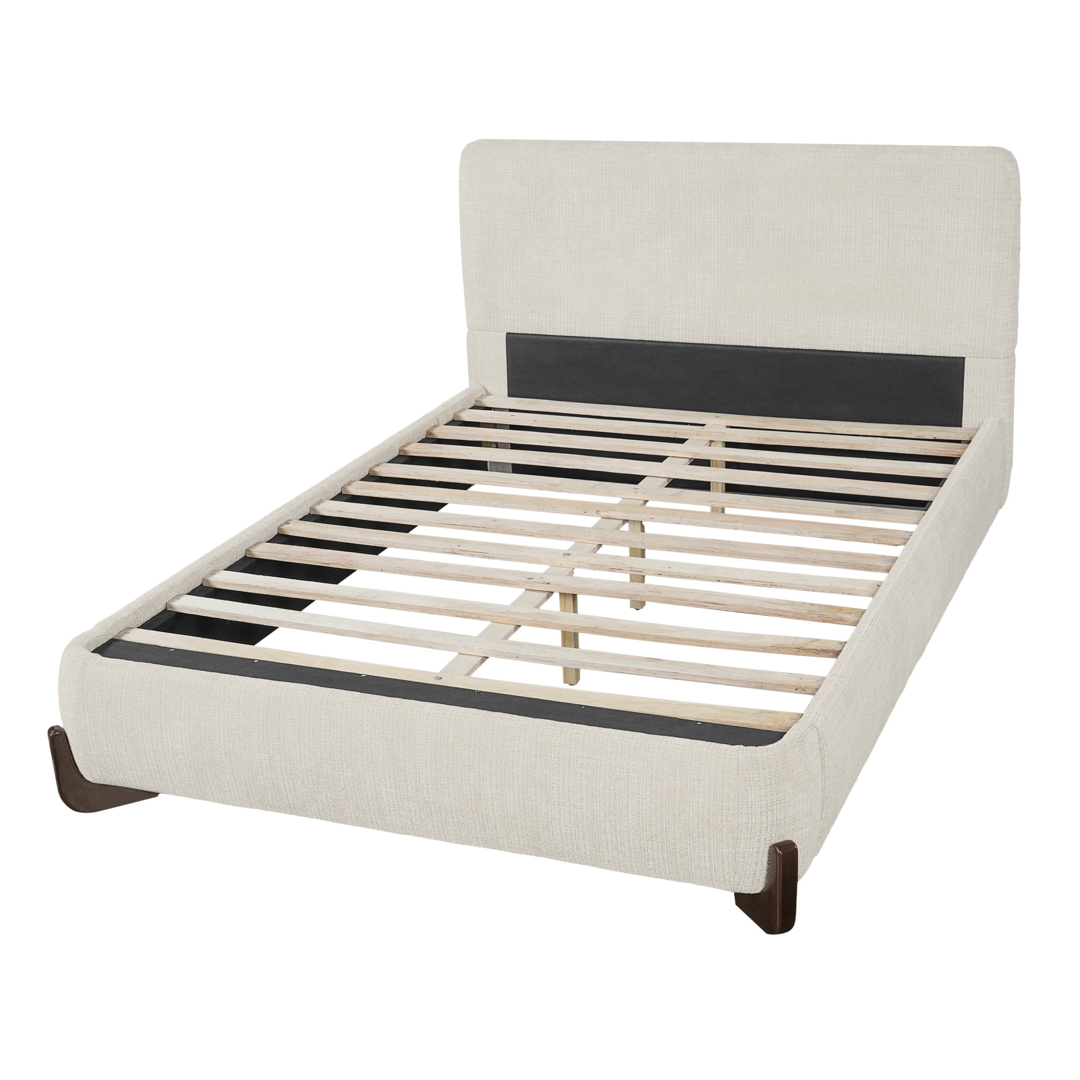 Christopher Knight Home Modern Minimalist Chenille Upholstered Platform Bed, Queen Size, Beige