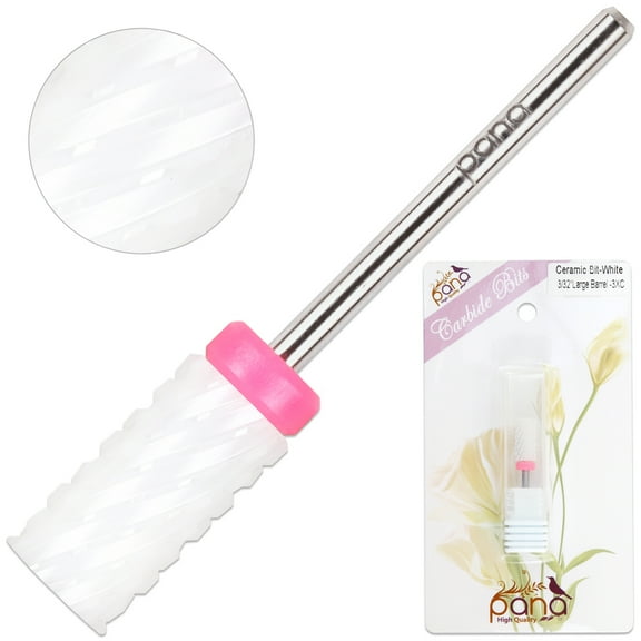 Pana 3/32" White Ceramic Large Barrel Nail Drill Bit - 3X Coarse Grit