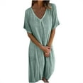 thumbnail image 5 of Women's Summer Casual Round Neck Short Sleeve Loose Dress Lightweight Comfortable Polyester Solid Color Fashion for Daily Date Party Vacation, 5 of 9