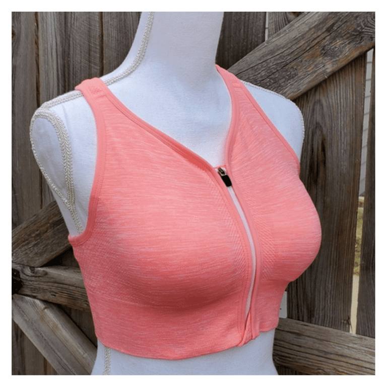 $30 COPPER FIT Front Zip Sports Bra - Nylon-Polyester Pink Size M