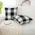 thumbnail image 3 of Unique Bargains 2-Pack Pom Plaid Decorative Throw Pillow Cover 18" x 18" Black Beige White, 3 of 8