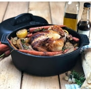Bayou Classic 7415 6 Qt. Oval Cast Iron Roaster Pot with Lid and Handles