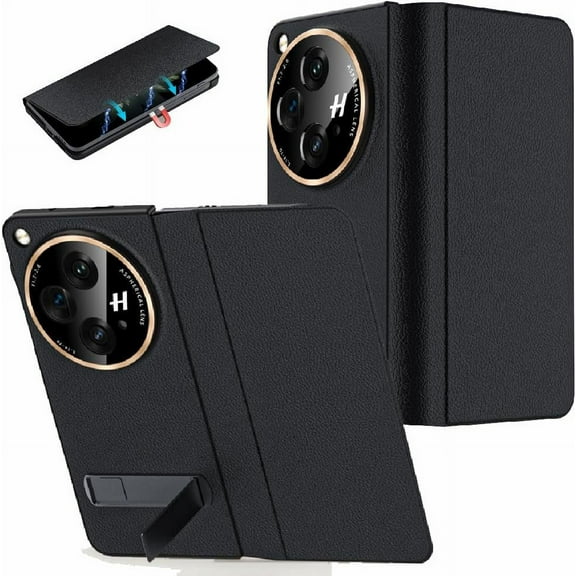 Flip Case for OnePlus Open Case Leather Magnetic Folio Cover OnePlus Open Case with Kickstand & Camera Protector Slim Shockproof Protective Phone Case for OnePlus Open 2023 Black