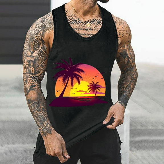 YFNNUP Mens 3D Tank Top Novelty Graphic Breathable Quick Dry Sleeveless Beach Shirt