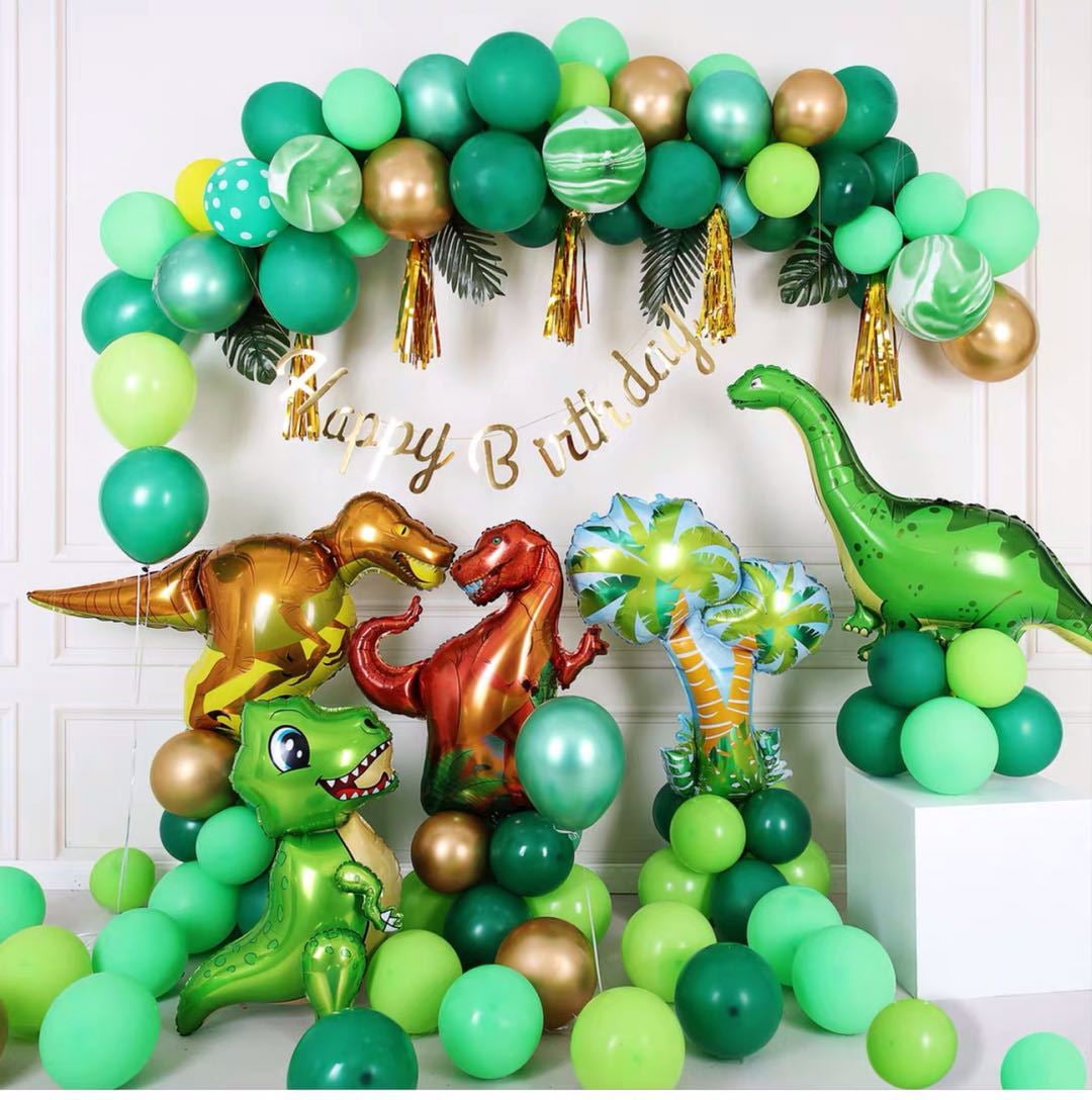 Giant Dinosaur Balloons For Birthday Party - 48 Inch T-Rex, Pack Of 4, Helium Supported