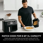 Ninja Foodi 4-in-1 Air Fryer, 8-Qt 2-Basket DualZone FlexBasket, DualZone Technology, 4 Functions, Smart Finish Cook 2 Foods 2 Ways, DZ100 Black
