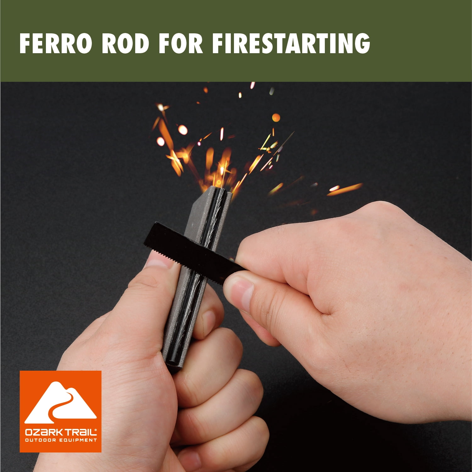 Ozark Trail Magnesium Fire Starter Bar with Striker and Flint Edge