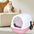 thumbnail image 6 of Hooded Cat Enclosed Cat Toilet Reusable Detachable Pet Pink, 6 of 8