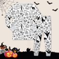 thumbnail image 4 of Shadoumai Outfits Set Pajamas Can Color Cute Graphic Print Hand Paint Pjs Loose Long Sleeve Shirts and Longs Nightwear Set 2 Piece Summer Loungewear, 4 of 4