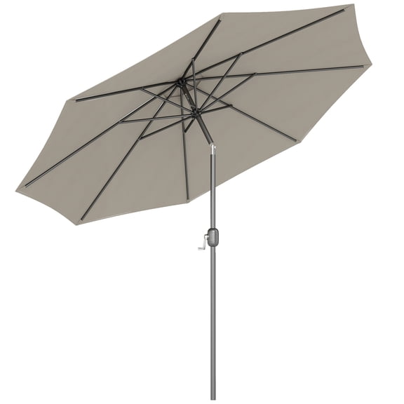 Outsunny 10' x 8' Round Market Umbrella, Patio Umbrella, Light Grey