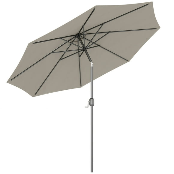 Outsunny 10' x 8' Round Market Umbrella, Patio Umbrella, Light Grey