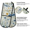 thumbnail image 2 of Yayeee Double Oven Mitt Kitchen Heat Resistant Baking 35" x7" Quilted Glove, Blue Floral, 2 of 6