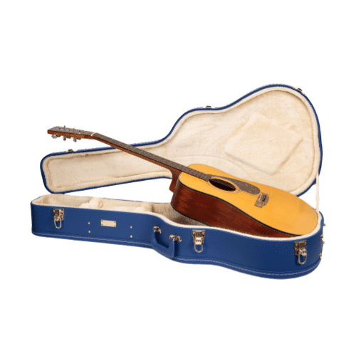 Crossrock Designer Series- Wooden Case for D28 Acoustic Guitar- Security Lock, Metal Feet, Storage Space- Vibrant Blue