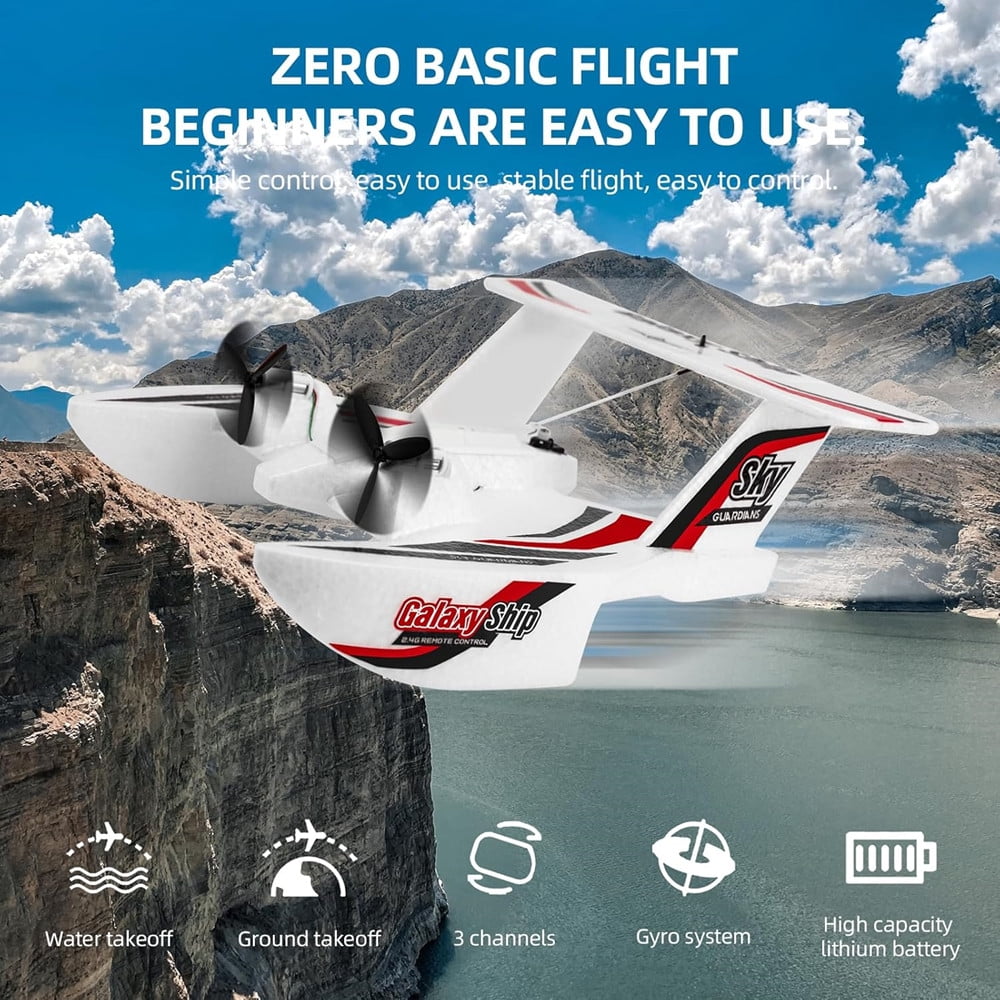 Roofworld RC Plane Boat KF603 2.4G 3CH Sea And Air RC Glider EPP Foam Water Land Flying Airplane Toys Gift(red)