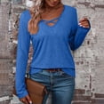 thumbnail image 2 of Lenpel Long Sleeve Shirts for Women Soft Comfy V Neck Crossover Fall Trendy Blouses Loose Casual Tunic Tops, 2 of 4