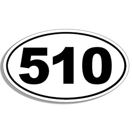 WHITE Oval 510 Area Code Sticker Decal (bay oakland alamedy county